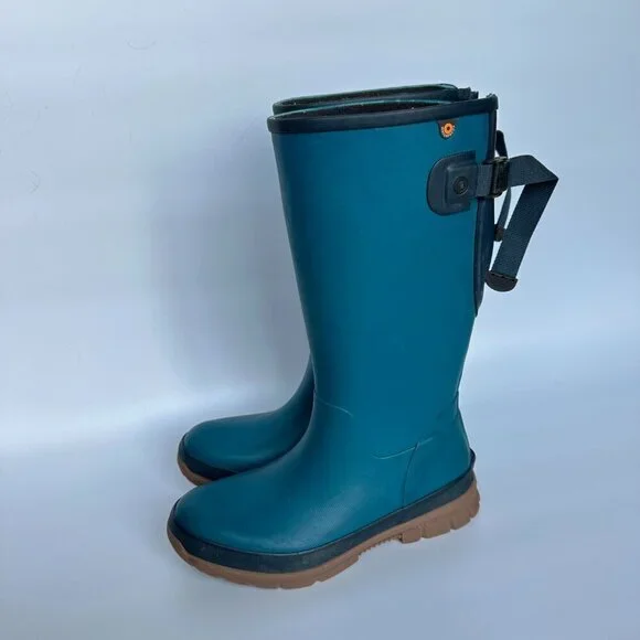 BOGS Women's Size 6 Amanda II Tall Rain Boot Teal Blue Outdoors Gardening Farm - Picture 4 of 9